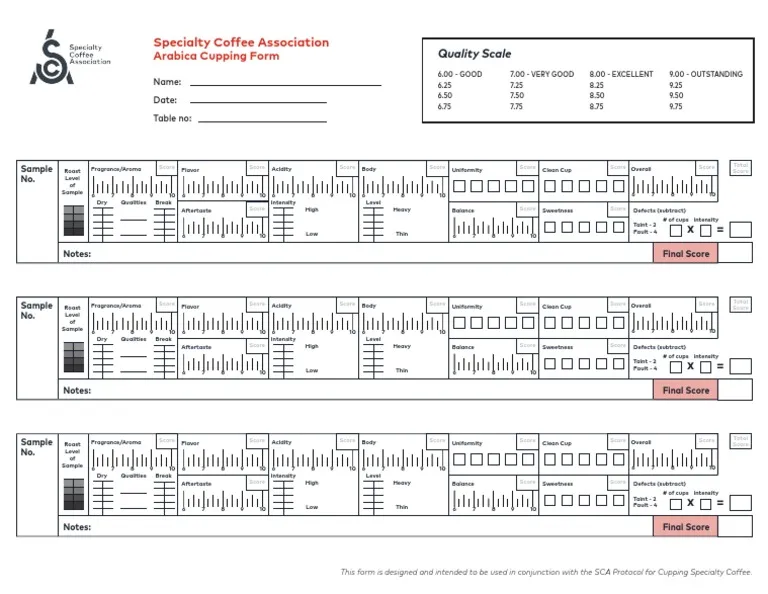 protocole de notation d'un score SCA